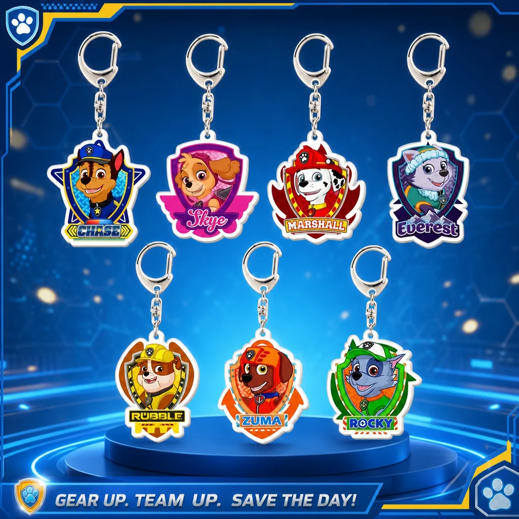 Paw Patrol Chase Skye Cute Lovely Dog Cartoon Acrylic Keychain Pendant Mini Backpack Charm Funny Kawaii for School Bag Students