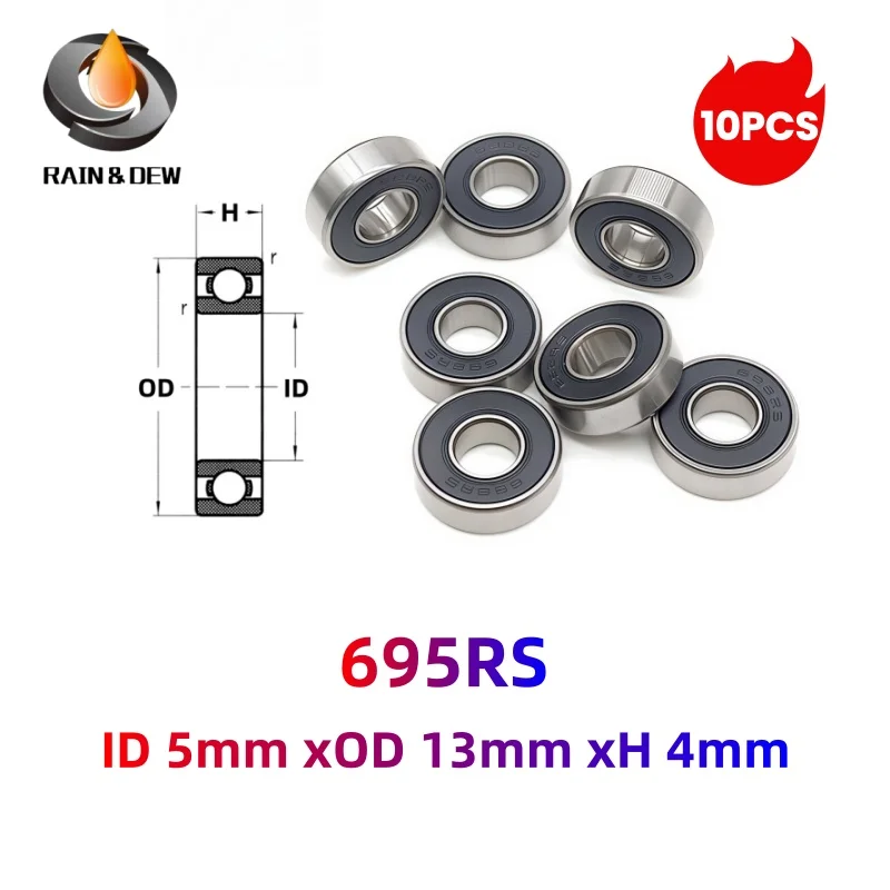 695RS Bearing 10PCS 5x13x4 MM ABEC-7 Hobby Electric RC Car Truck 695 RS 2RS Ball Bearings 695-2RS Black Sealed