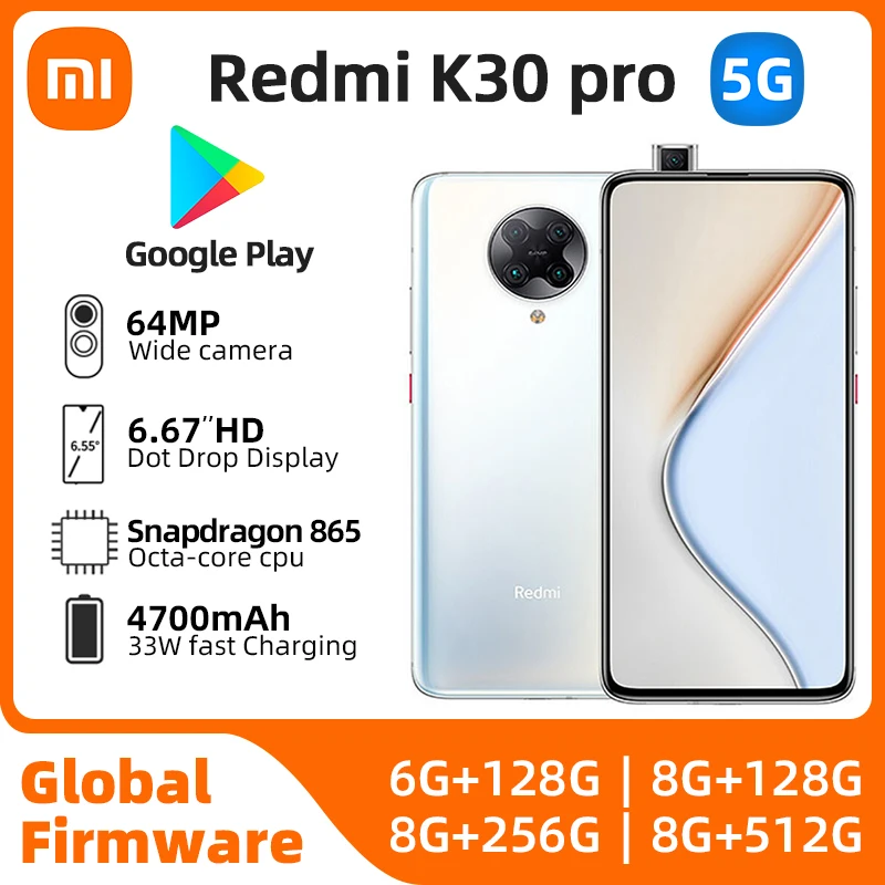 xiaomi redmi k30 pro Android 5G Unlocked 6.67 inch Screen 8GB RAM 256GB ROM All Colours in Good Condition Original used phone