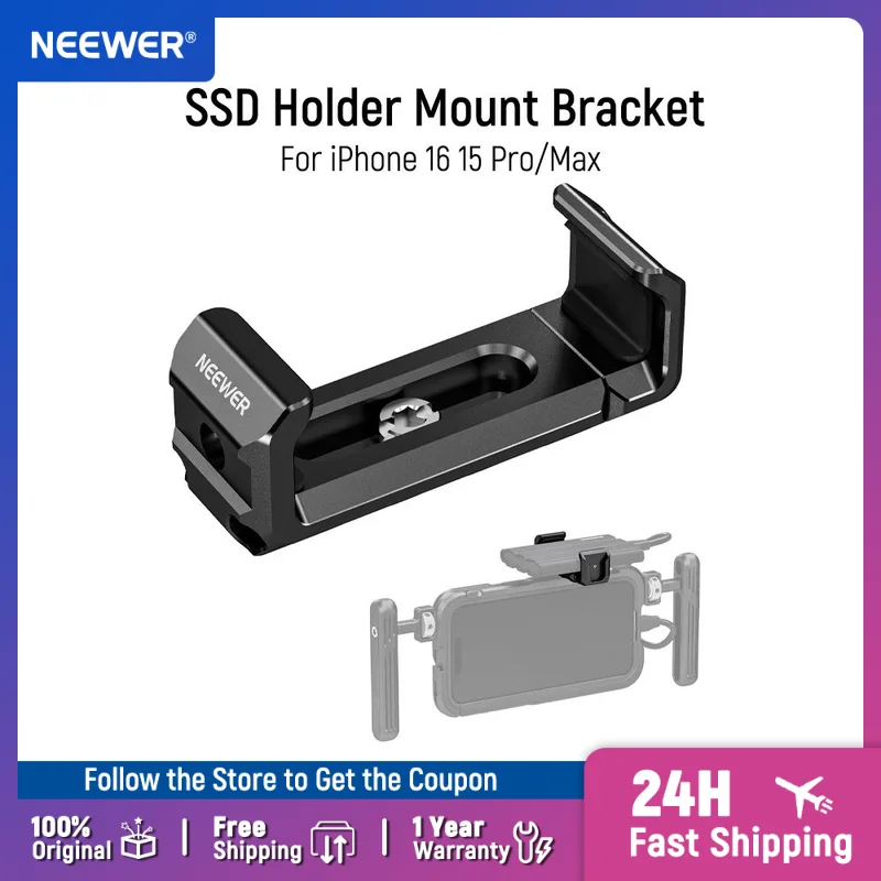

NEEWER T5 T7 T9 SSD Holder Mount Bracket for iPhone 15 Pro Max Phone Cage 2.2"-3"/55-75mm SSD Clamp For Samsung/Iphone
