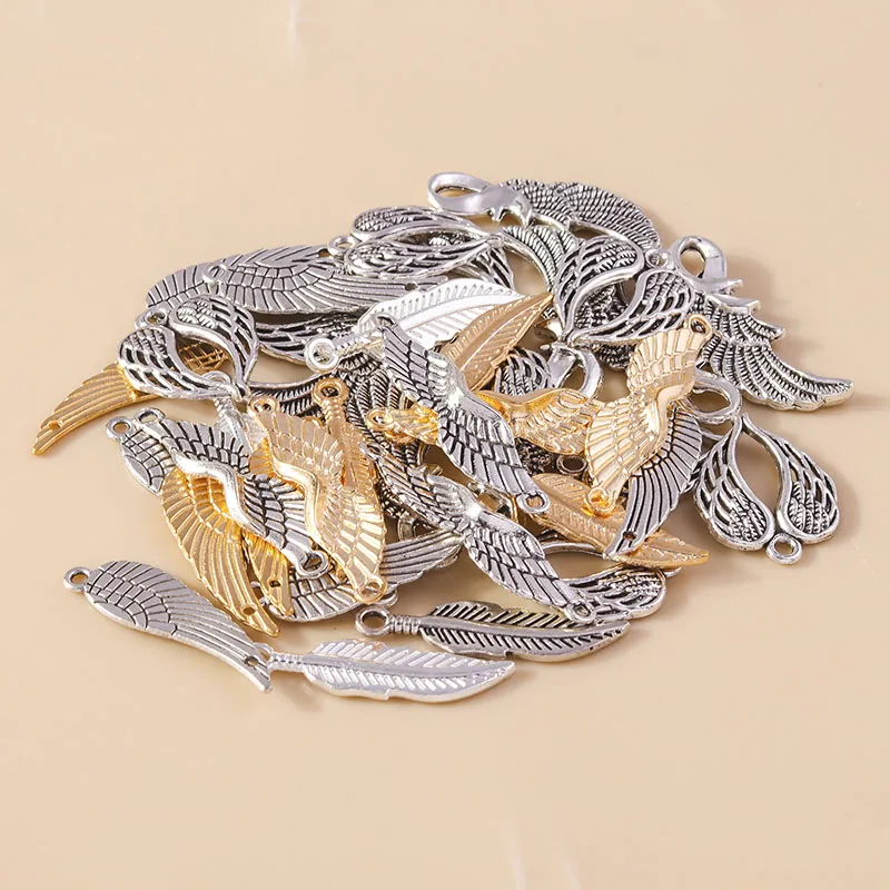 Leslie Mixed 20 Stück Charms Legierung Metall Federflügel Anhänger für DIY handgefertigte Armbänder Halsketten Schmuckherstellung Zubehör – Detail 5