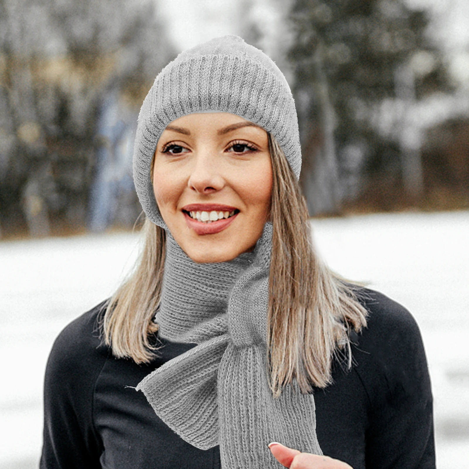 

Thickened Hooded Scarf Oversized Warm Winter Neck Warmer for Women Wool Cap Soft Skin-Friendly Stretchy Comfortable Outdoor Use