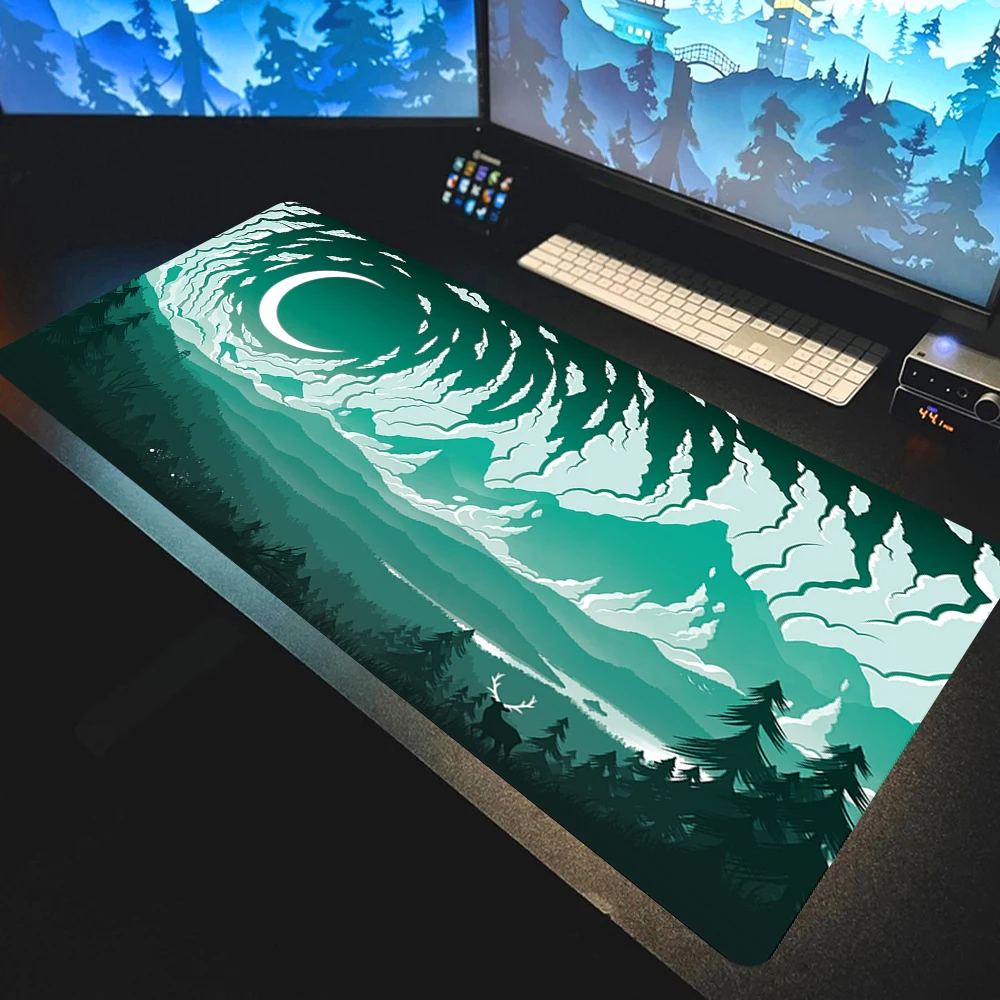 

Большой настольный коврик с луной и звездами Kawaii Эстетический коврик для мыши Cute Sky Art Setup Игровые аксессуары Коврик для мыши Gamer Офисные коврики Xxl