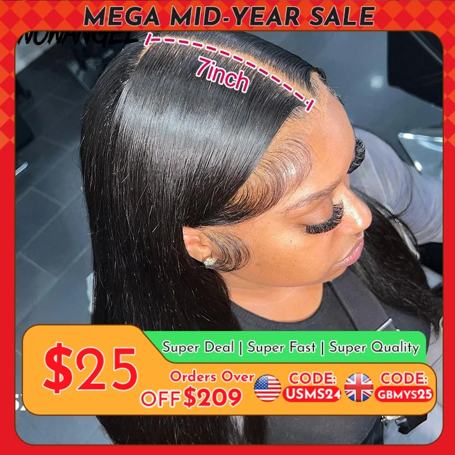 Wow Angel Glueless Wigs 7x7/6x6/5x5 HD Lace Closure Wigs Silk Straight Melt Skins Deep Part Ready to Go Human Hair Wig For Woman