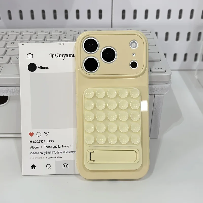 Luxuriöse Handyhülle in Bonbonfarben mit Saugnapf und Klappständer für iPhone 18 17 Pro 16 15 14 13 12 11 Pro Max 16 Plus, stoßfeste Abdeckung – Detail 5