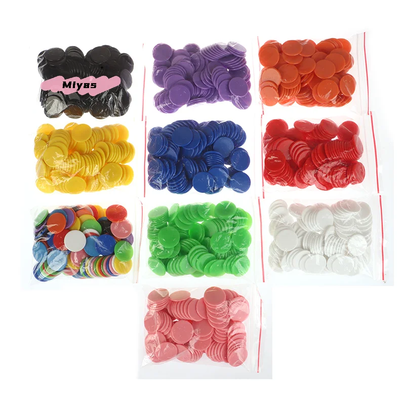 100個 25MM モンテッソーリ数学学習玩具 プラスチックポーカーチップ ビンゴマーカー 教育用カウントトークン 家族クラブパーティー用