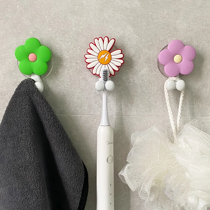Creative Flower Cartoon Children\'s Toothbrush Holder Punch-free Wall-mounted Electric Toothbrush Hanger Toothbrush Holder Rack