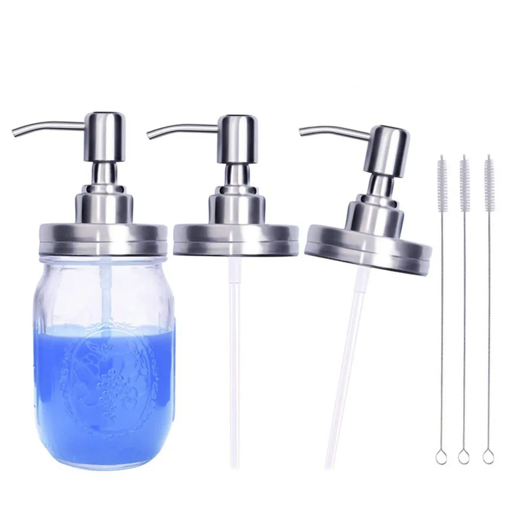 

4Pcs Bathroom Accessories Set Metal Soap Dispenser Pump Lotion Bottle Replacement Press Type for Home Kitchen Reuse Glass