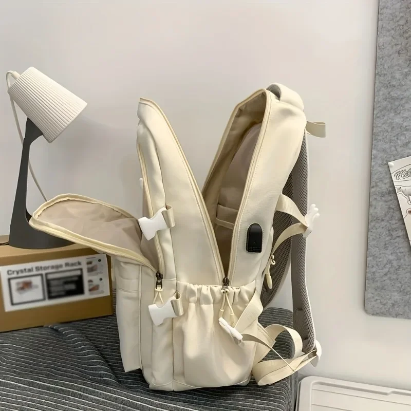 Zaino tinta unita versione coreana stile Harajuku zaino versatile casual, zaini per computer semplici di grande capacità per campus