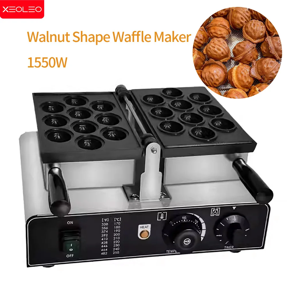 

XEOLEO Electric Waffle Maker 1400W 10 Holes Walnut Shape Waffle Maker Machine Non-stick Waffle Iron Kitchen Snack Equipment