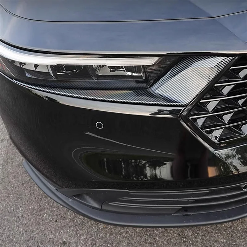 

A03Q-For Honda Accord 2023 2024 11Th Car Headlight Head Light Lamp Eyebrow Cover Moulding Trim Accessorie (ABS Carbon Fiber)