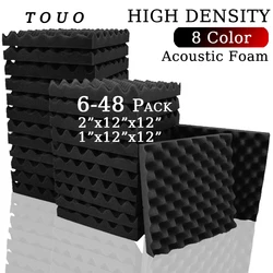 TOUO Acoustic Foam Fireproof Soundproofing Sponge 6/12/24/48 Pcs Egg Crate Soundproof Foam Studio Home Sound-absorbing