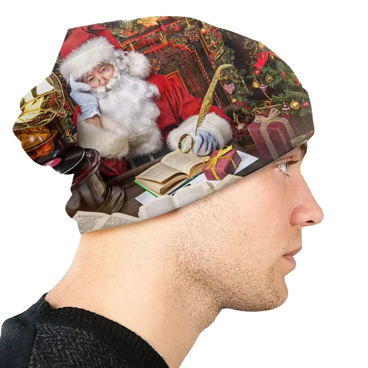 Gorros de punto para hombres y mujeres, gorro de esquí, gorro de Feliz Navidad, gorro de Año Nuevo nórdico, gorro para envolver la cabeza