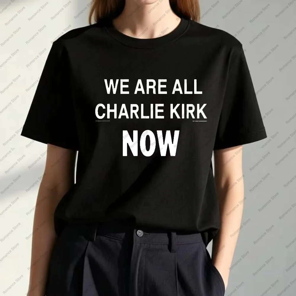 تشارلي كيرك تحية تي شيرت نحن جميعًا تشارلي كيرك الآن تي شيرت باتريوت الأمريكي العظيم تي شيرت رجالي نسائي قمصان أطفال تي شيرت