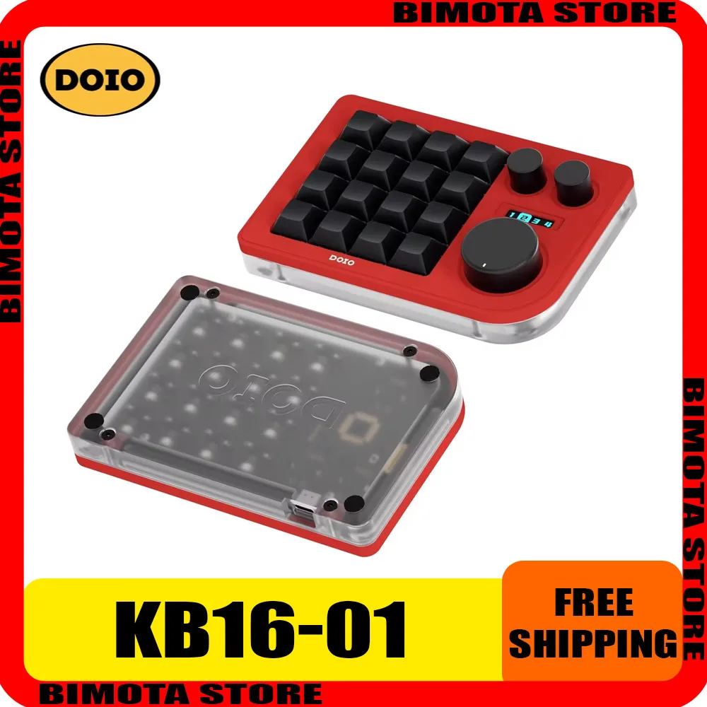 

Doio Kb16-01 Mini Keyboard Wired 16 Keys Mechanical Keyboard 3 Knob Customized Keyboard Accessory For Computer Gamer Designer