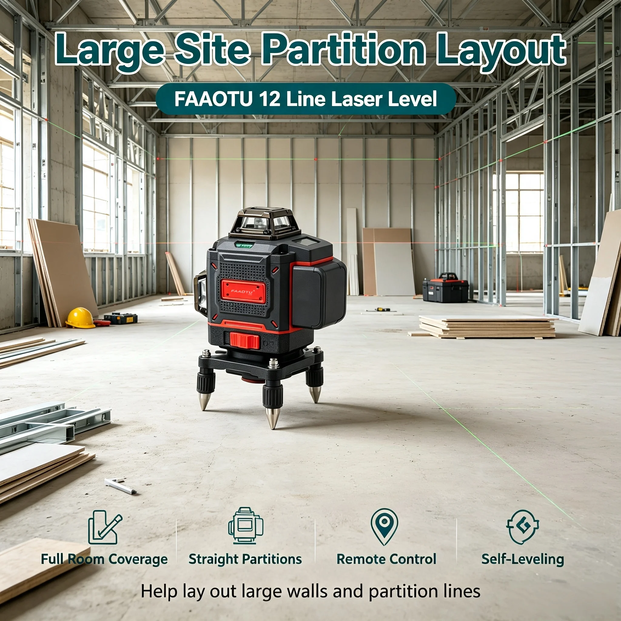 FAAOTU Compact 3D Laser Level Same Panel Layout & Adjustment Steps As MWQ Professional Laser Measuring Instrument