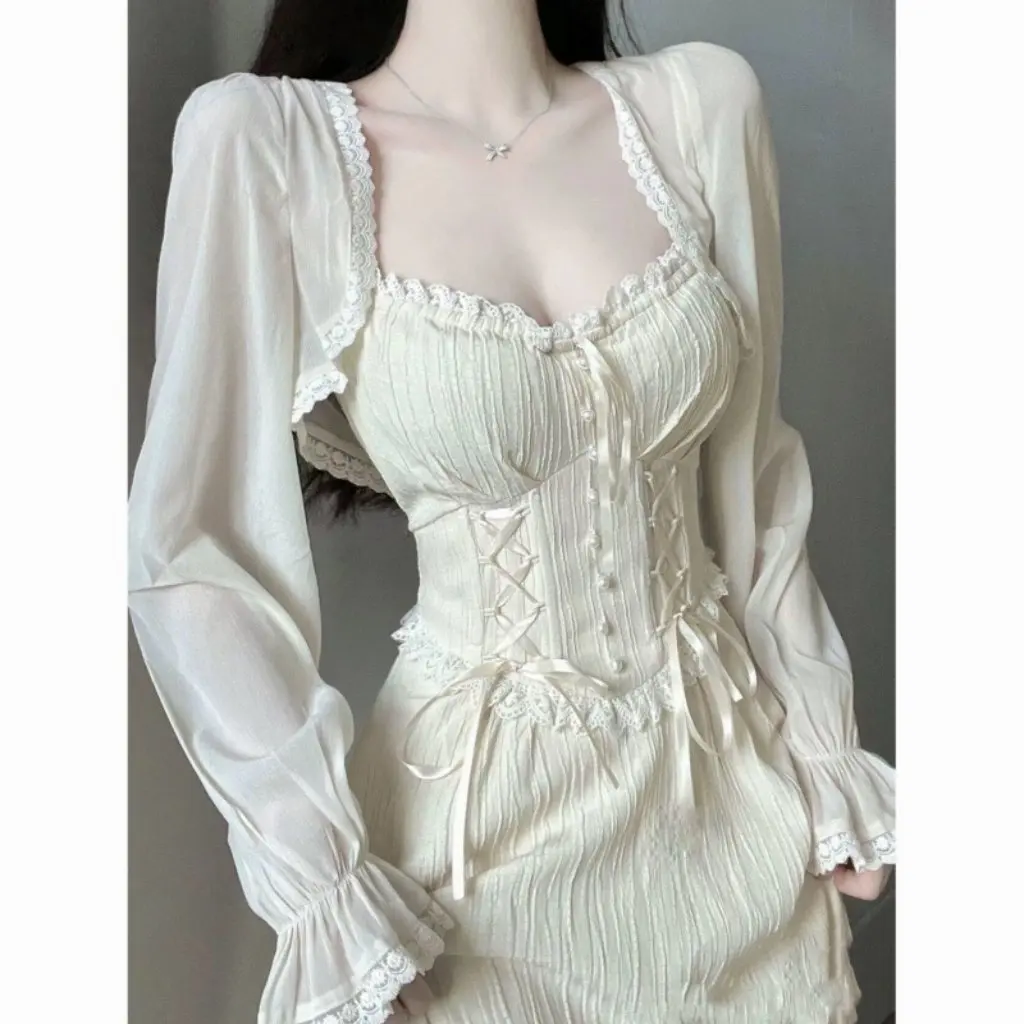 

Women's Chiffon Sun Protection Cardigan Jacket Summer Style with Suspender Skirt Small Shawl Outer Air-Conditioned Blouse Top