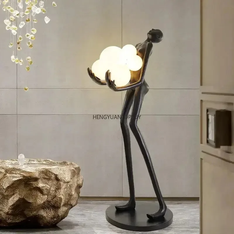 Humanoid Floor Lamp Lamp Modern Led Floor Light Sculpture Hotel Nordic Living Room Corner Resin Sculpture Warm Light Body Art