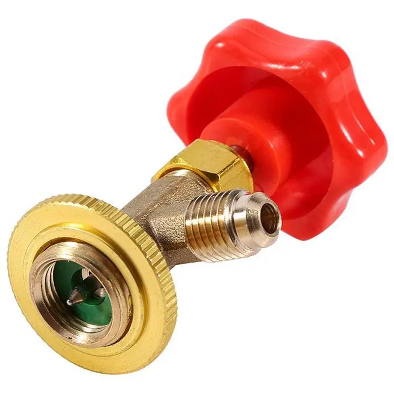 R134a Can Canister Opener Tap Tapper M14/1/4 Inch SAE Car Auto Air Conditioning Refrigerant Can Tap Valve Red + Gold Bottle Open