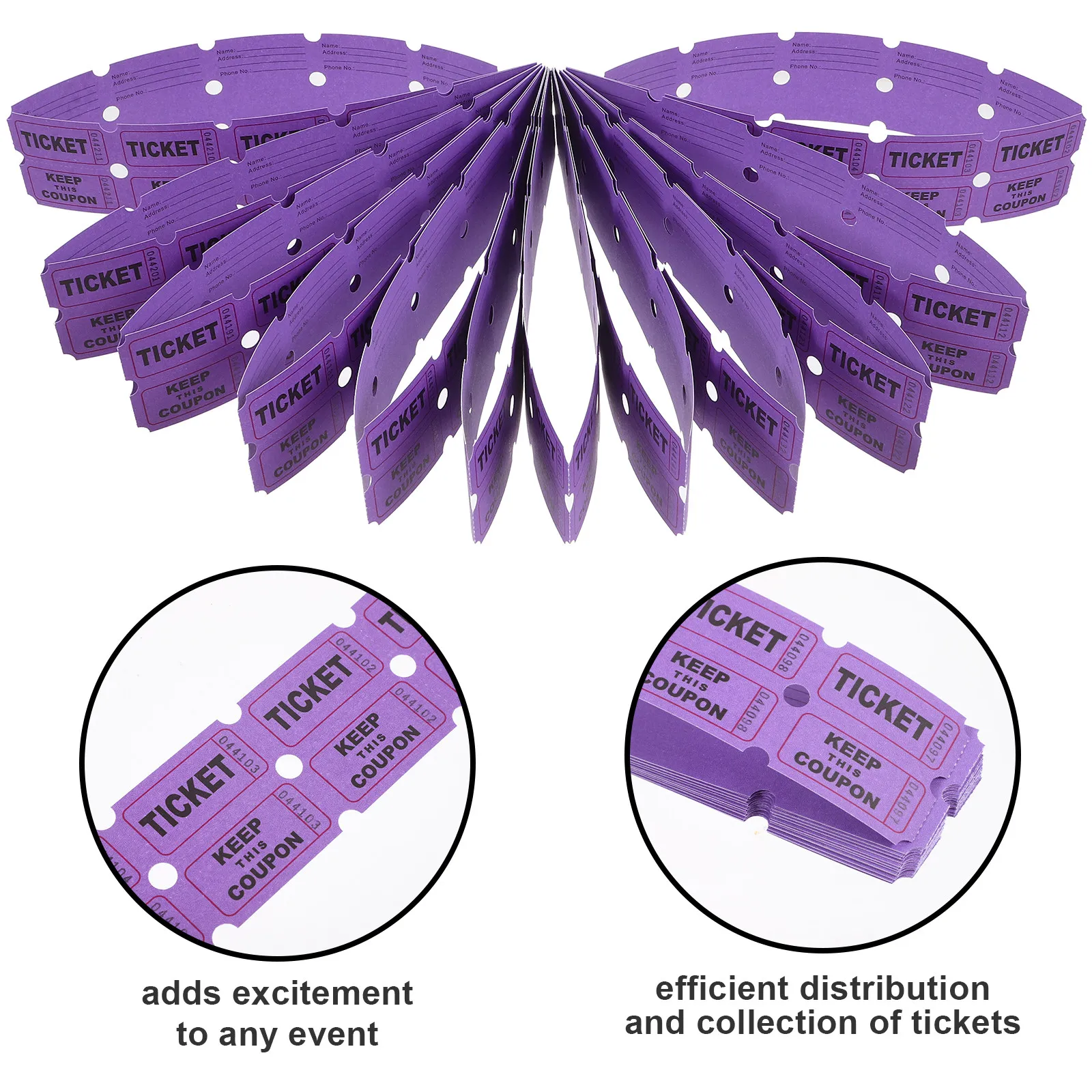 100 Pcs Bulk Raffle Tickets for Party Event Carnival Drink Game Ticket Labels Paper Single Roll Universal Concert Use view 2