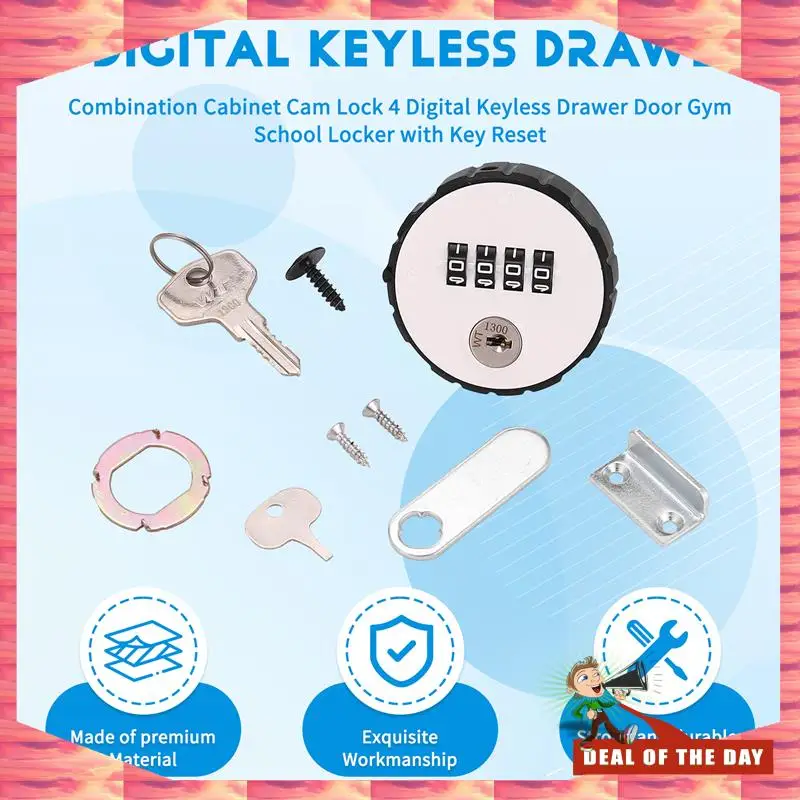 24-Hour Delivery Combination Cabinet Cam Lock 4 Digital Keyless Drawer Door Gym School Locker With Key Reset
