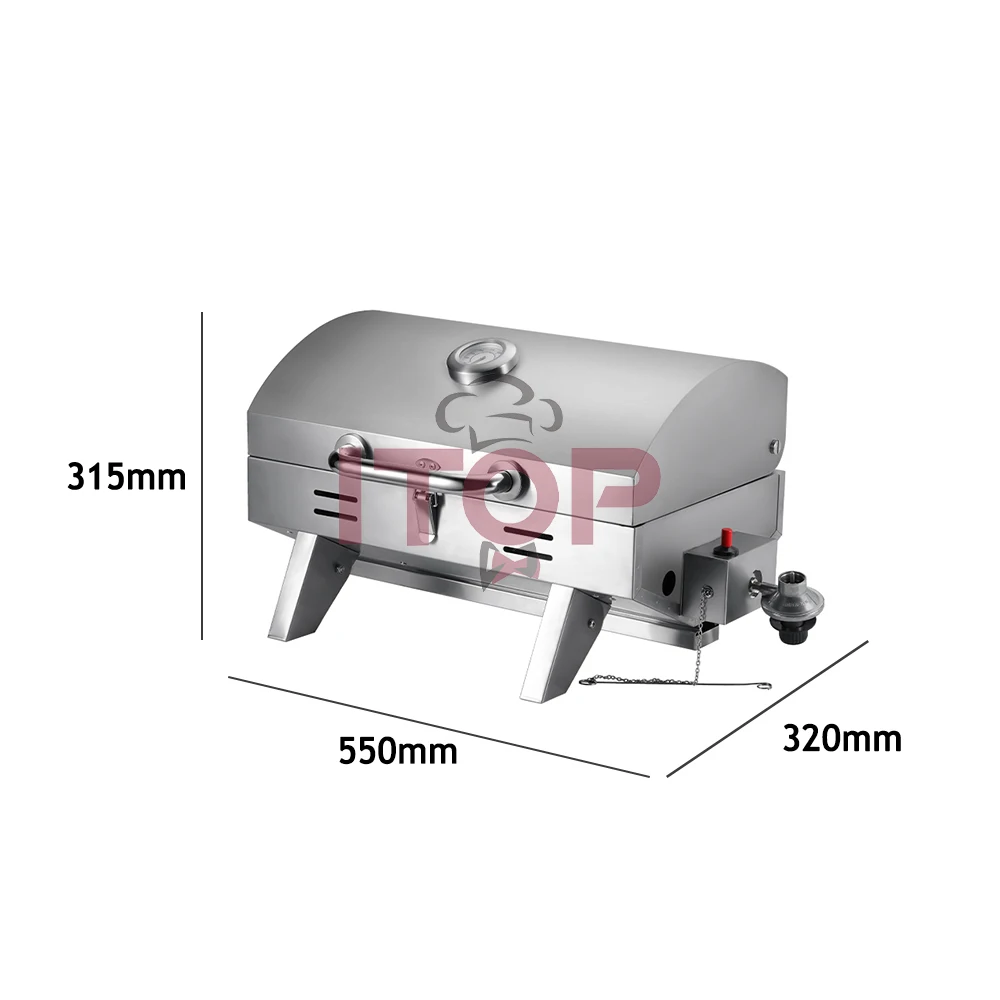 ITOP Kompor BBQ Luar Ruangan Panggangan Gas dengan Tutup Halaman Belakang Panggangan Pesta BBQ Pemanas LPG 2800 Pa 14000 BTU/H 4KW 350 ℃