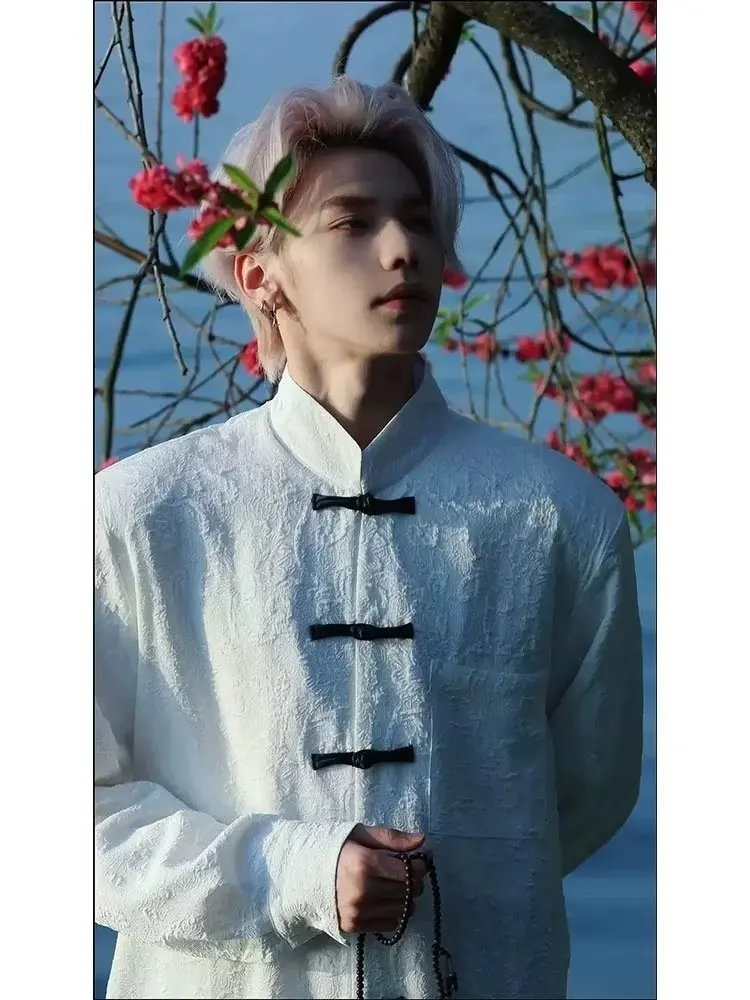 

Loose Long Sve Men's irt New Chinese Sle plus Size 250 Pou Retro Trendy Faionable Casual Cotton irt for Youth
