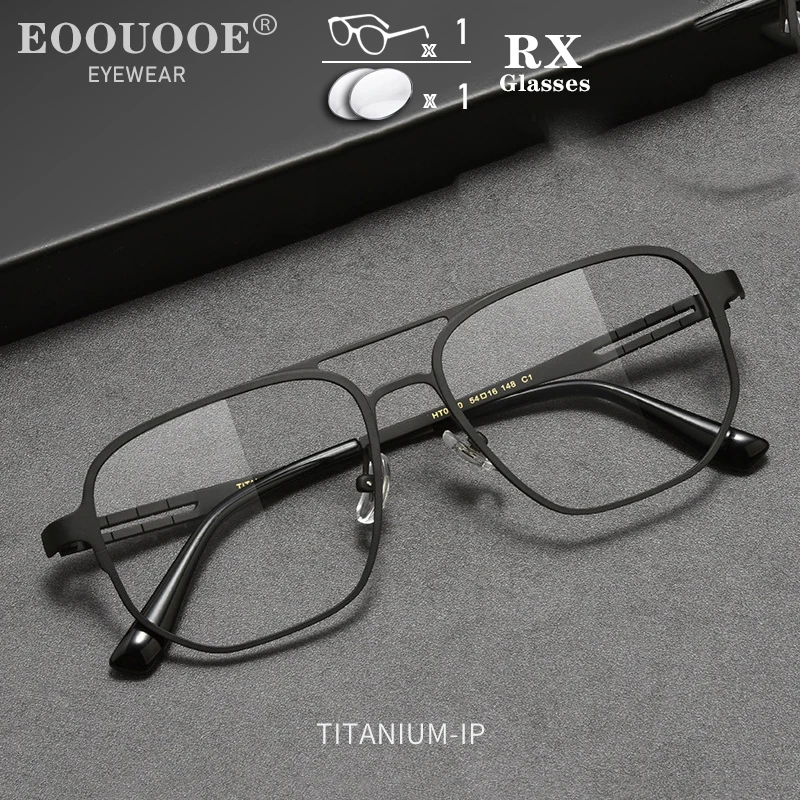 

Retro Double Bridge Men's Large Glasses Frame Prescription Glasses Custom Myopia Hyperopia Lenses Progressive Optical Eyewear