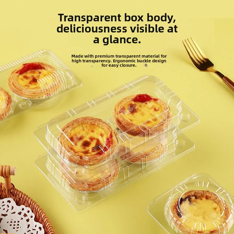 Caja de Plástico Desechable para Tartas de Huevo, Transparente, Hecha a Mano, Envase para Repostería y Postres, Utensilios de...