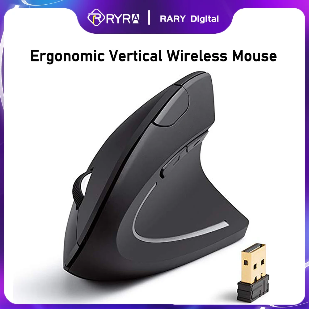 RYRA Ergonomic Vertical Wireless Mouse Game 2.4G Rechargeable Computer Gaming Mice USB RGB Optical Mouse Gamer Mause For Laptops