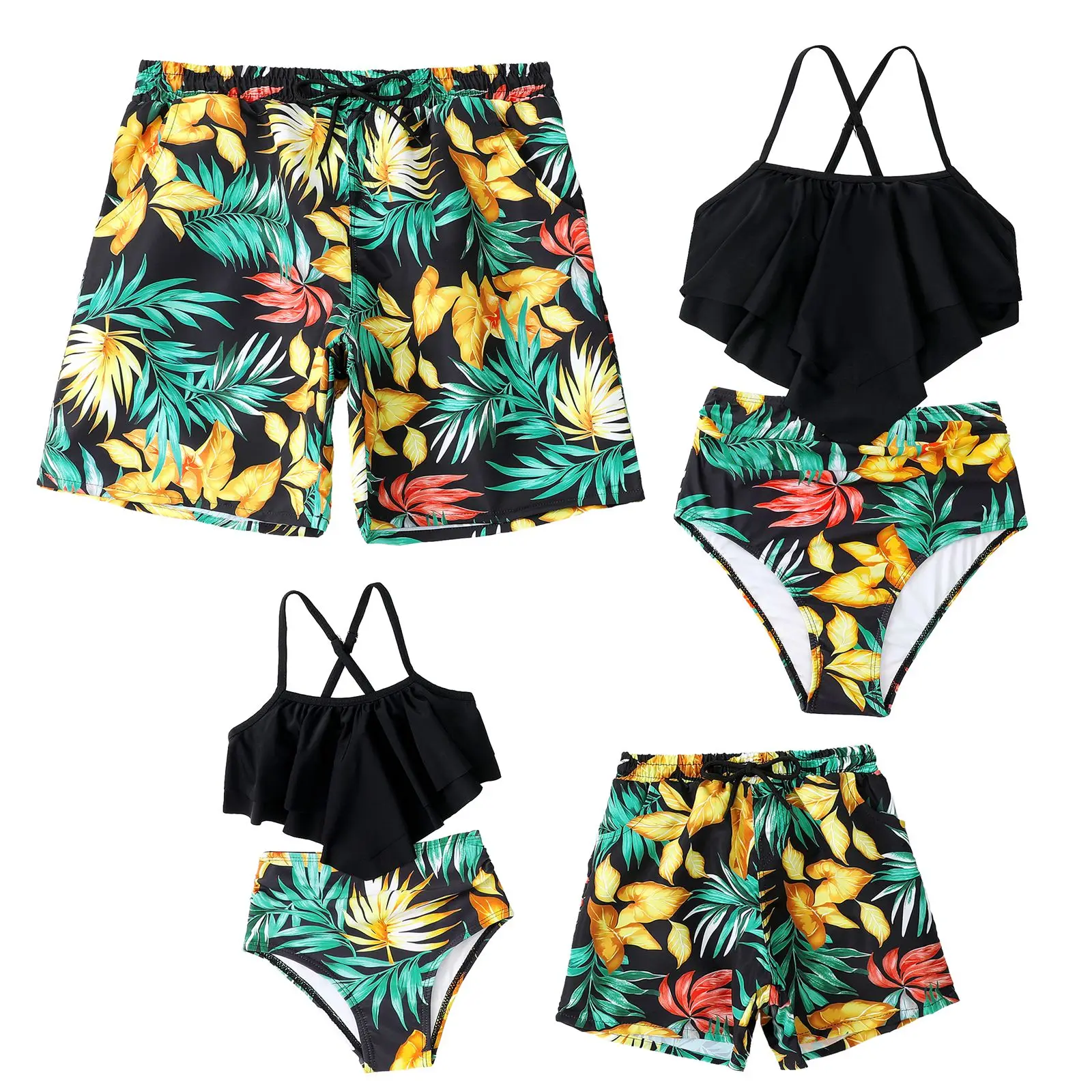 

2023 New Family Bikini Swimwear Beach Bath Swimsuits Mommy and Me Clothes Matching Outfits