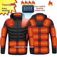 Winter Heated Down Jacket with Hood for Men Women USB Charging Thermal Coat 21-Zone Warm Puffer Jacket Electric Heated Parka