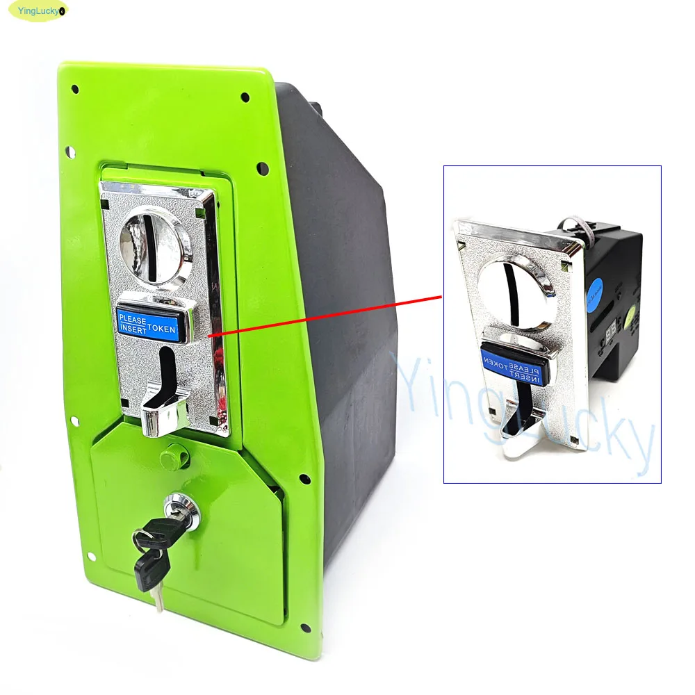 Arcade Game Token Storage Box with 616 Multi-Coin Acceptor and Lock, for Claw Machines Children's Swing Machines/Vending Machine
