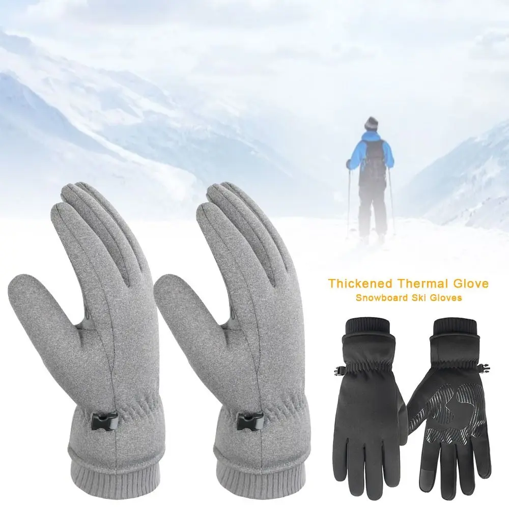 Guanti antivento per sport all'aria aperta Guanti termici ispessiti impermeabili con dita intere Guanti da sci da snowboard in pile PU Caldi invernali