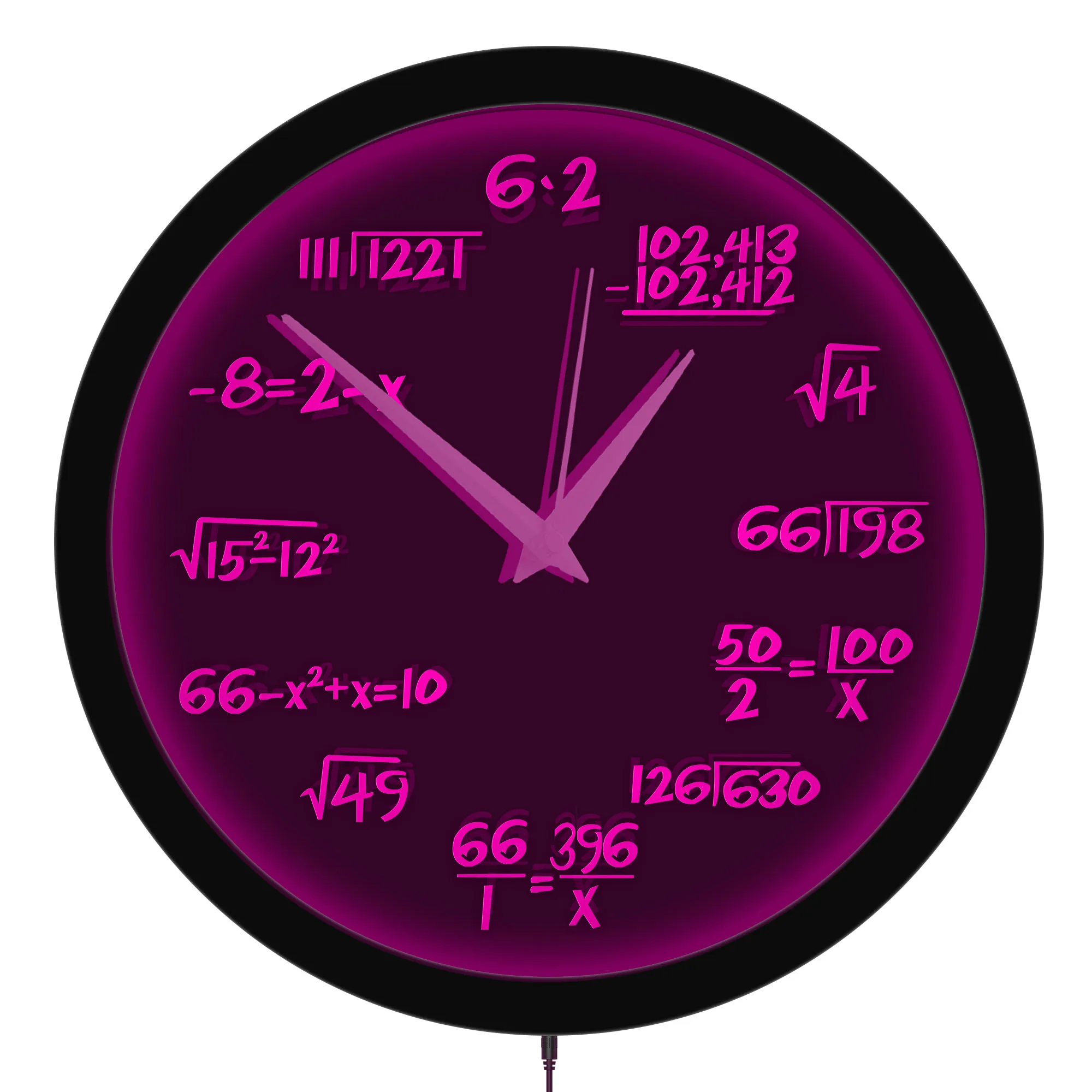 Math Equation LED Night Light Wall Clock for Math Teacher Office Room Algebra Mathematics Formula Glowing Light Up Wall Clock