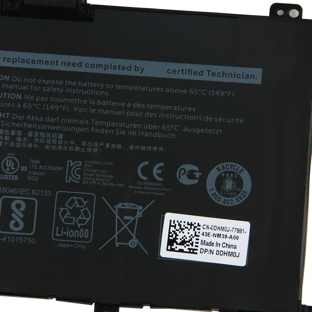 بطارية كمبيوتر محمول 74Wh 357F9 71JF4 لأجهزة Dell Inspiron 15 "7000 7559 7557 7566 7567 7759 مع أدوات