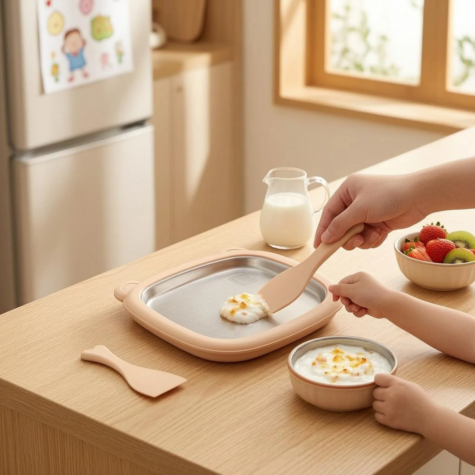 Ice Cream Maker Electric - Nampan Es Krim Manual Tanpa Listrik