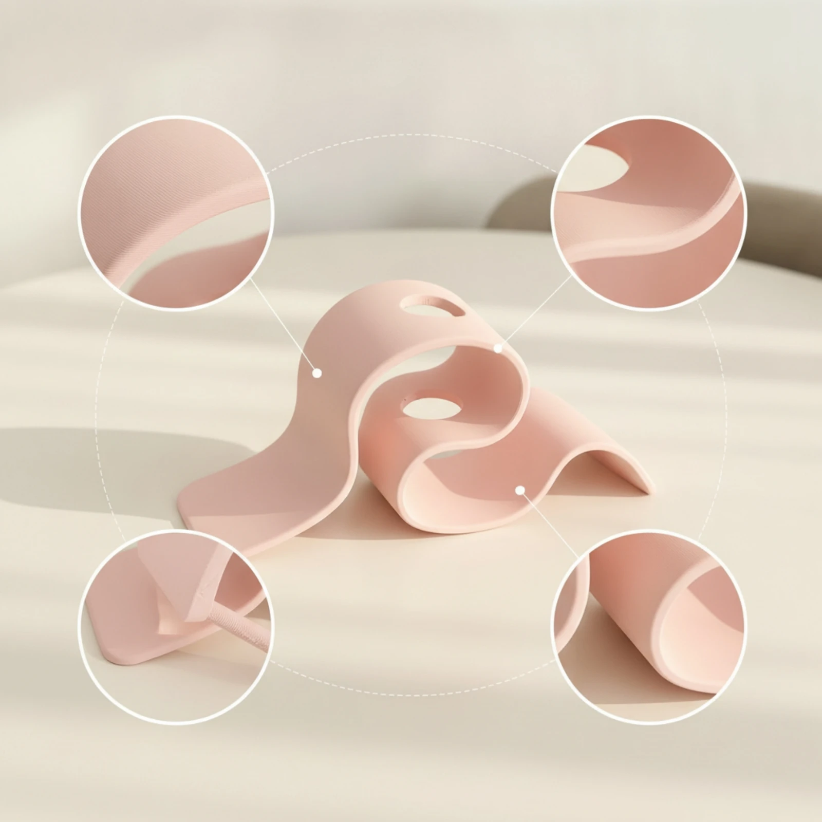 Flower Holder with Open Channel Curved Sculptural Flower Holder Decor Minimalist for Decorators, Shelf, Desk