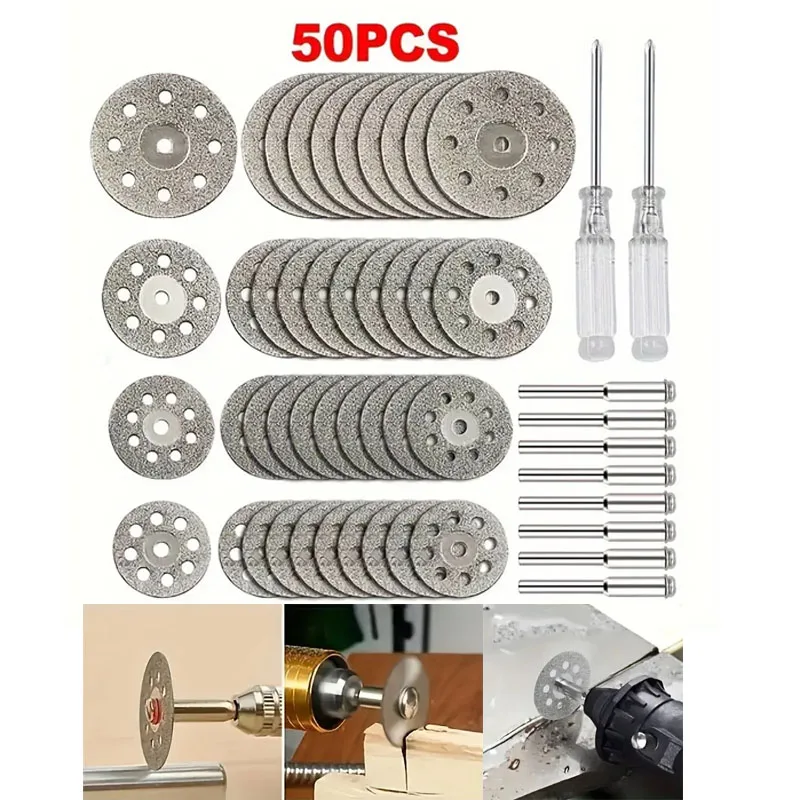 

50pcs Mini Metal Saw Blade Set 8-Hole Design With 3mm Connecting Rods For Wood Plastic Aluminum Copper DlY Crafting Tools