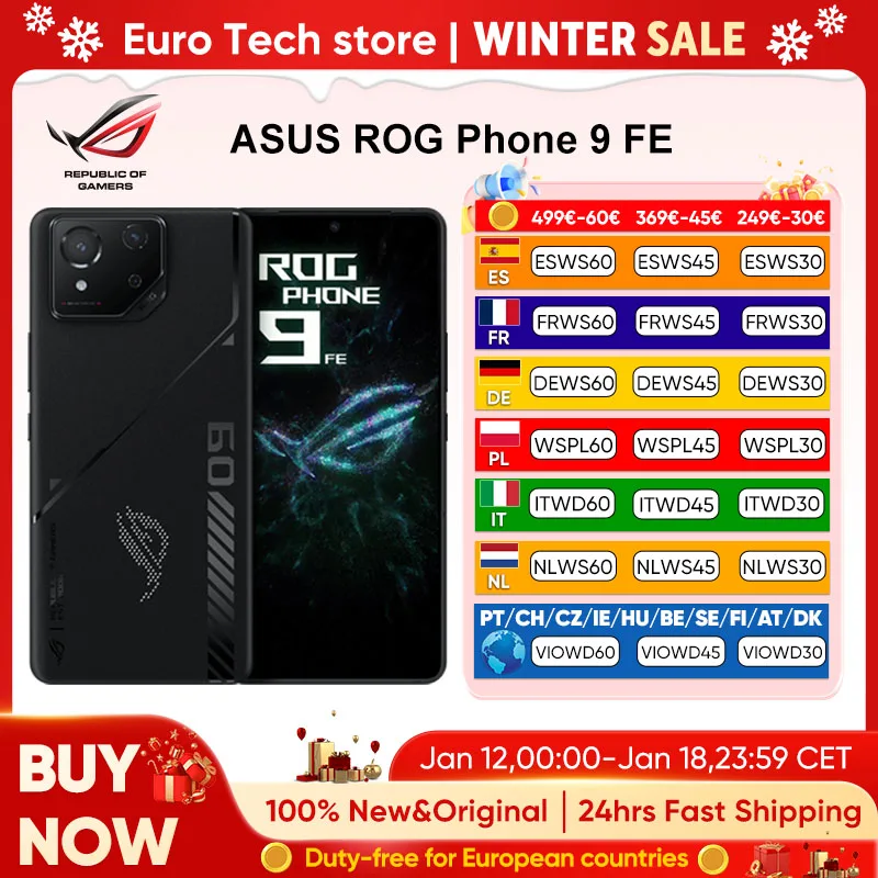ASUS ROG Phone 9 FE 5G Smartphone Snapdragon 8 Gen 3 6.78 ''65W carga 185Hz AMOLED affichage 5500mAh Android15 téléphone portable