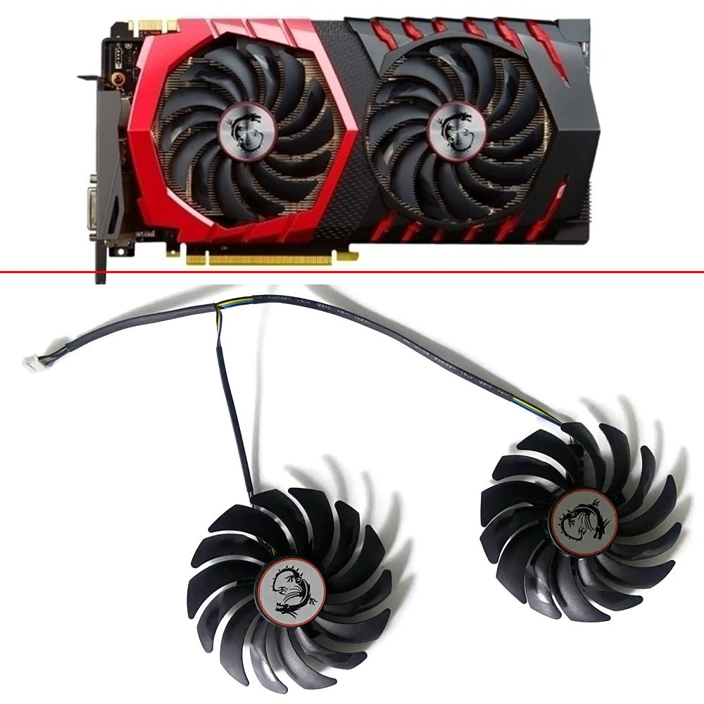 

2PCS 95MM 4PIN 0.4A PLD10010S12HH GTX1080 1070 1060 1050TI GPU FAN For MSI GTX 1060 1070 1080 TI RX 470 570 RX580 Cooling Fans