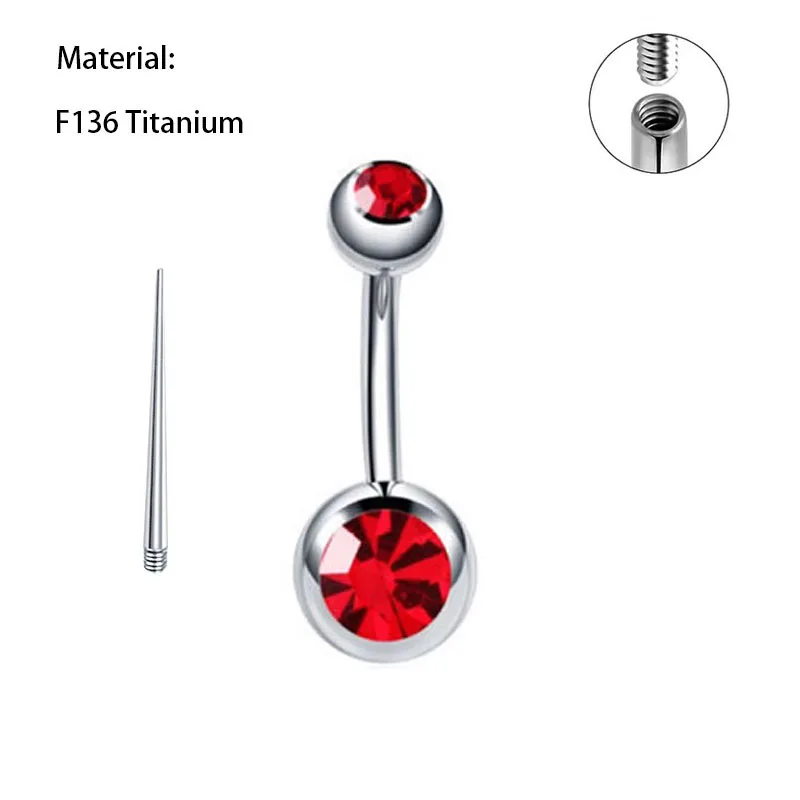 1 قطعة خاتم السرة البطن ثقب التيتانيوم G23 أبيض أحمر اللون 14 جرام x 10/12 مللي متر ميدوسا ثقب البطن مجوهرات للجسم للنساء الرجال #5