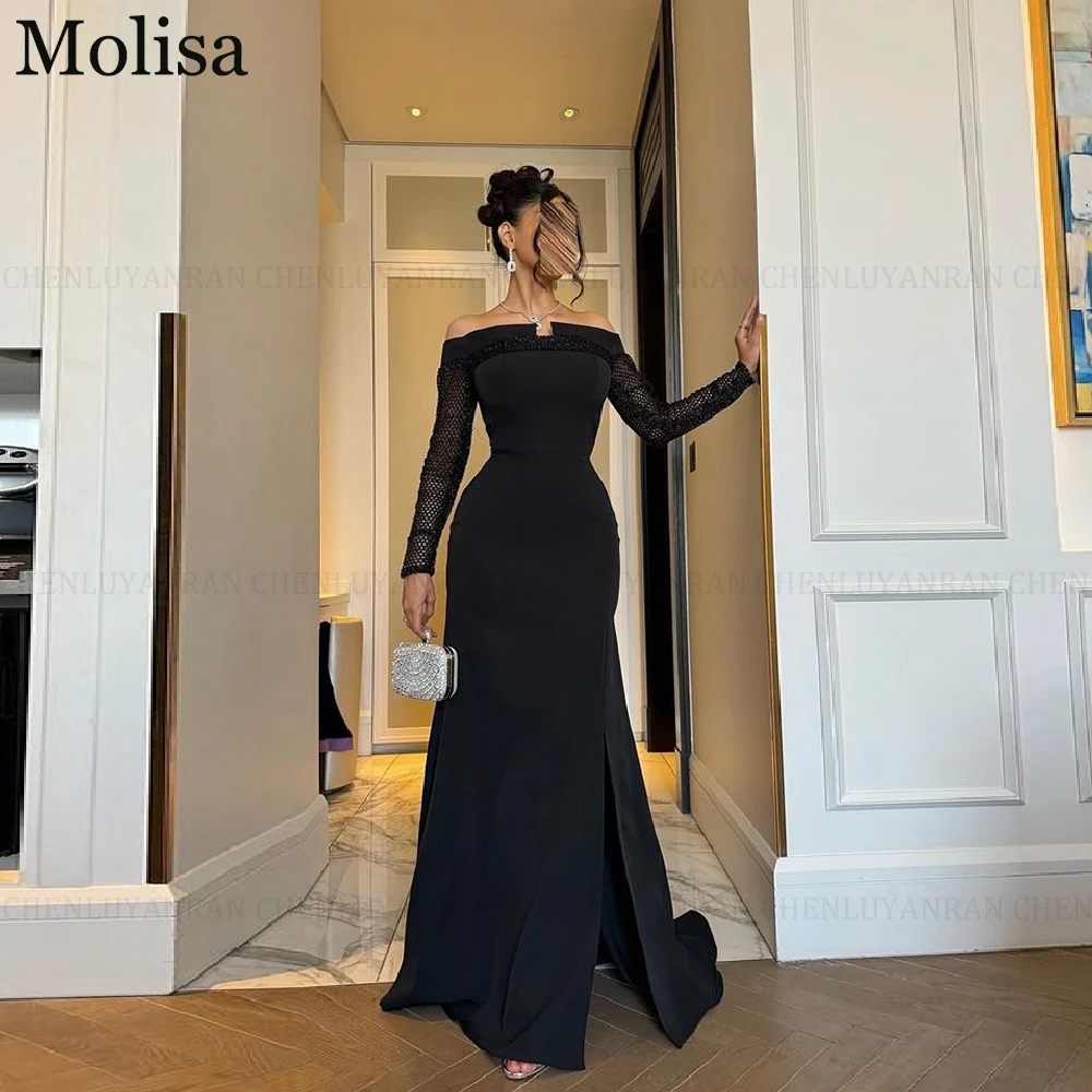 

MOLISA Elegant Formal Occasion Dresses 2025 Customized Saudi Abria Mermaid Off-Shoulder Side Slit Long Party Prom Evening Gowns