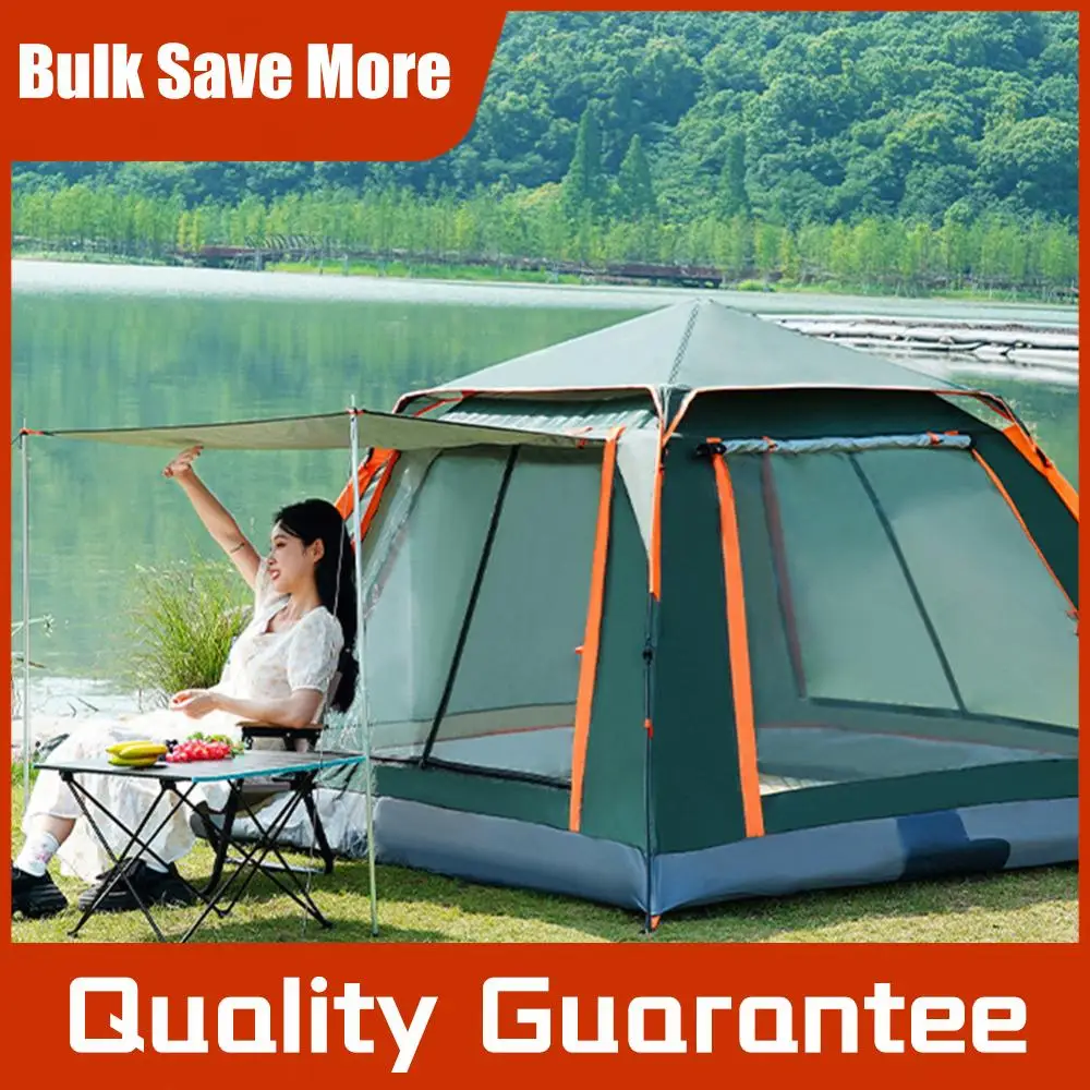 

Automatic Camping Tent with Canopy Instant Pop Up Tent Sun-Protection Portable Hexagonal Tent for Family 3-4/4-6 People