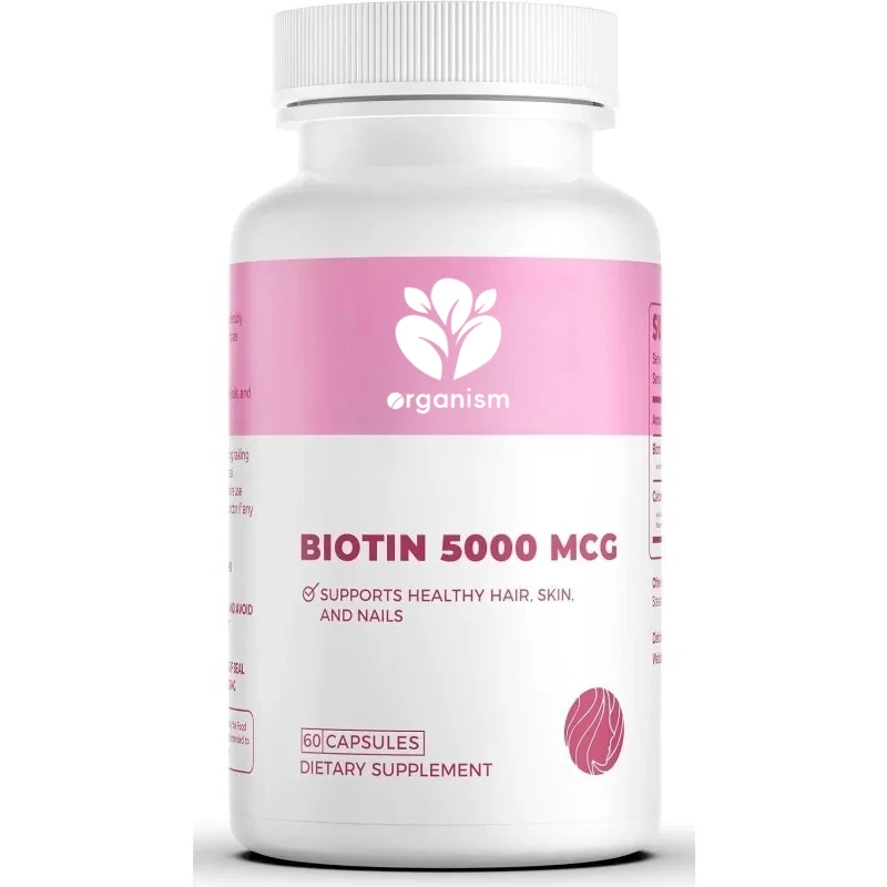 

Биотин 5000 мг, 60 капсул для поддержки здоровья волос, кожи, ногтей и костей.