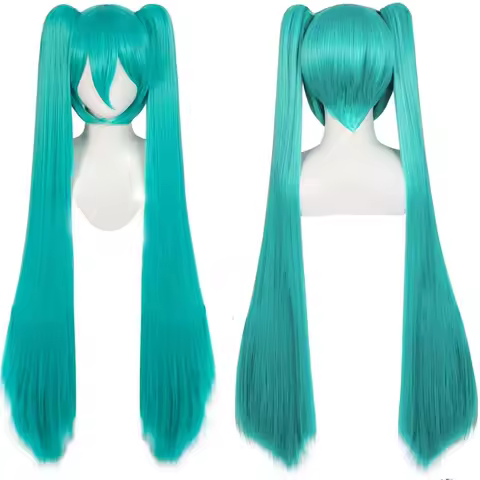 110cm Super Long Lolita Cosplay Wig with 2 Ponytails Clip-on Synthetic Hair Fluffy Big Curls for Anime Halloween