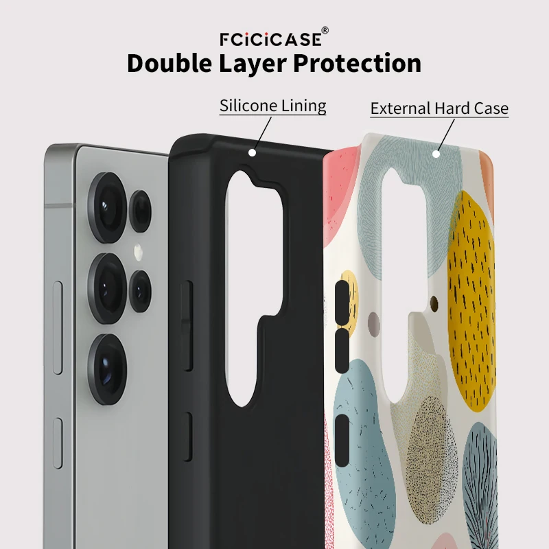 Fcicicase Painting Silicone Case For Samsung Galaxy S24 Plus S25 Ultra S 25 S20 FE S23+ Fashion Double-layer Acrylic TPU Cover
