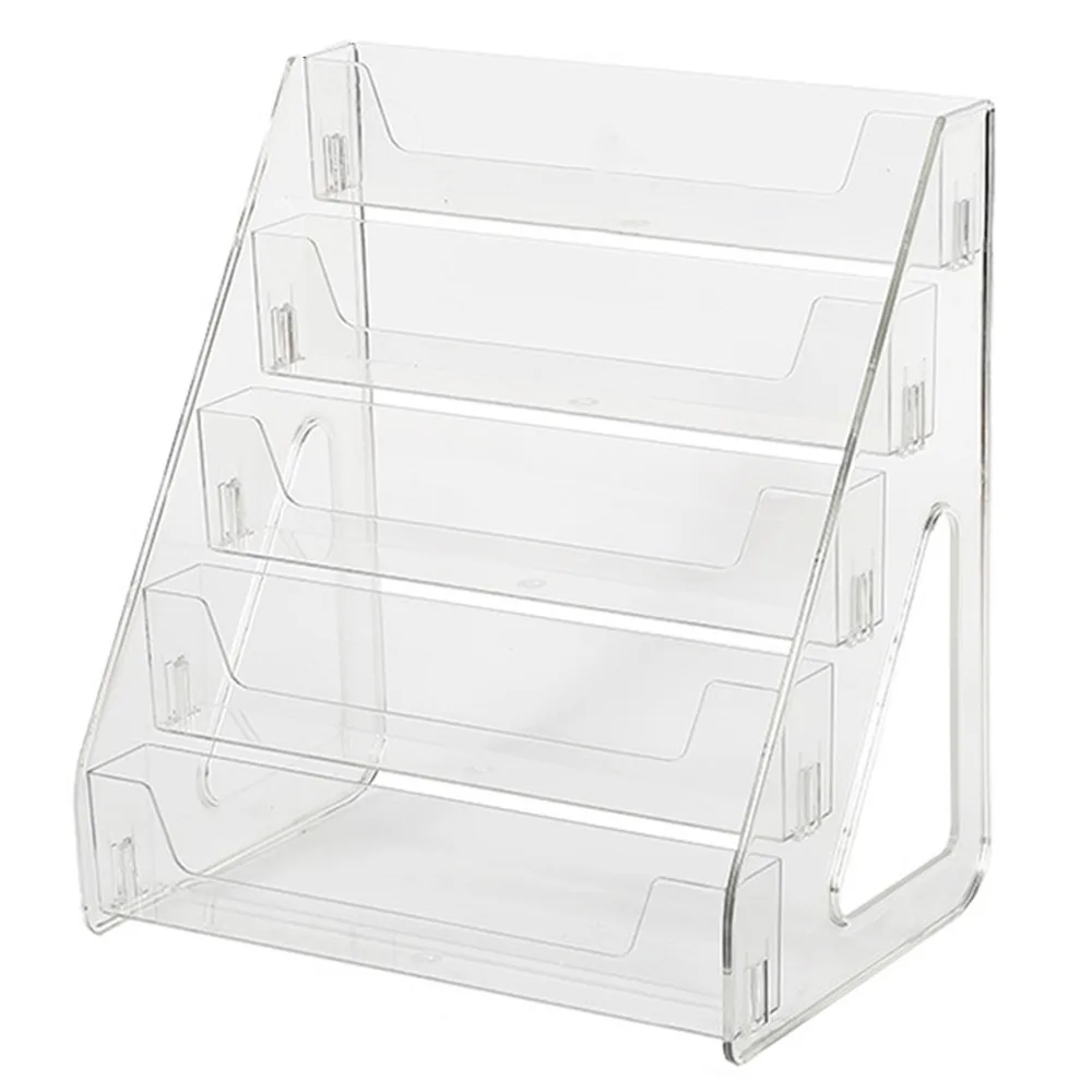 

5 Tier Acrylic Book Display Rack DIY Detachable Greeting Card Storage Rack Ladder Type Large Capacity Badge Display Holder