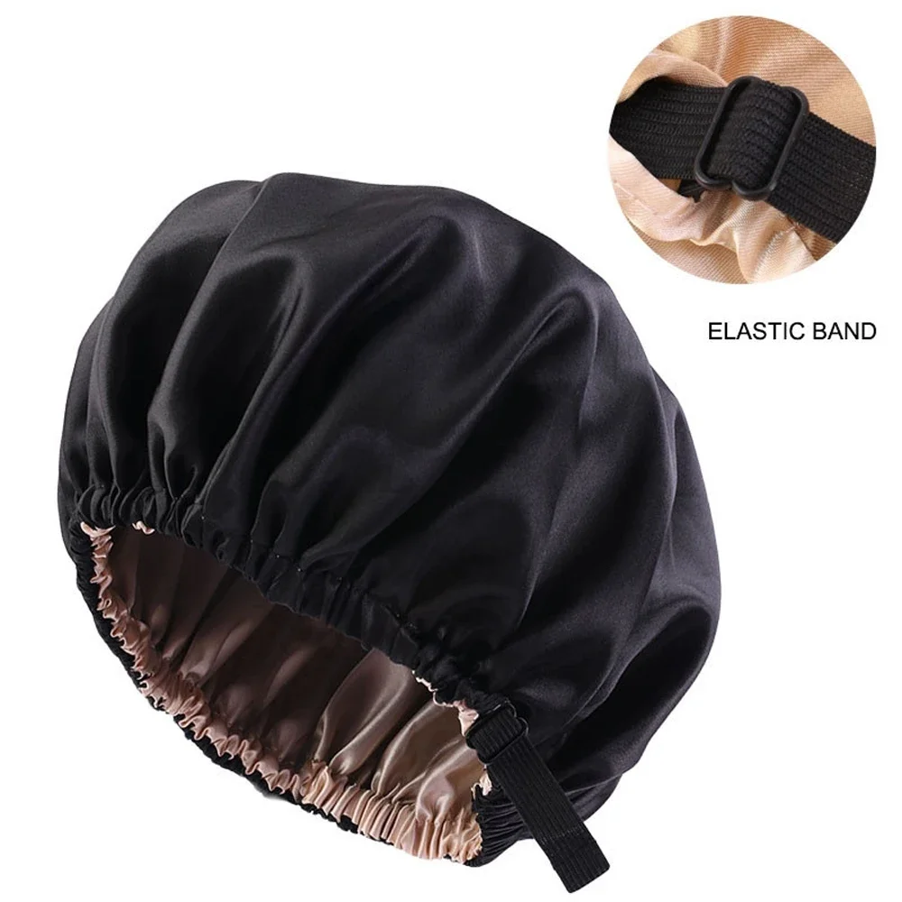 New Satin Hair Cap For Sleeping Invisible Flat Imitation Silk Round Haircare Women Headwear Ceremony Adjusting Button Night Hat