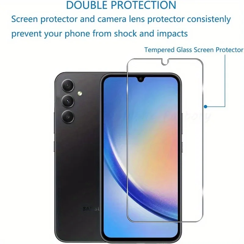 4er-Pack für Samsung Galaxy A34 5G, gehärtetes Glas, Displayschutzfolie, 9H, kratzfest, HD, klar, blasenfrei – Detail 6